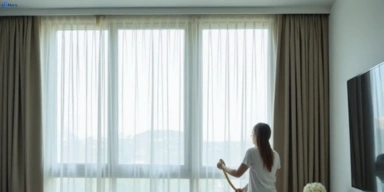 Delicate sheer drape cleaning banyo Matty Curtain Cleaning